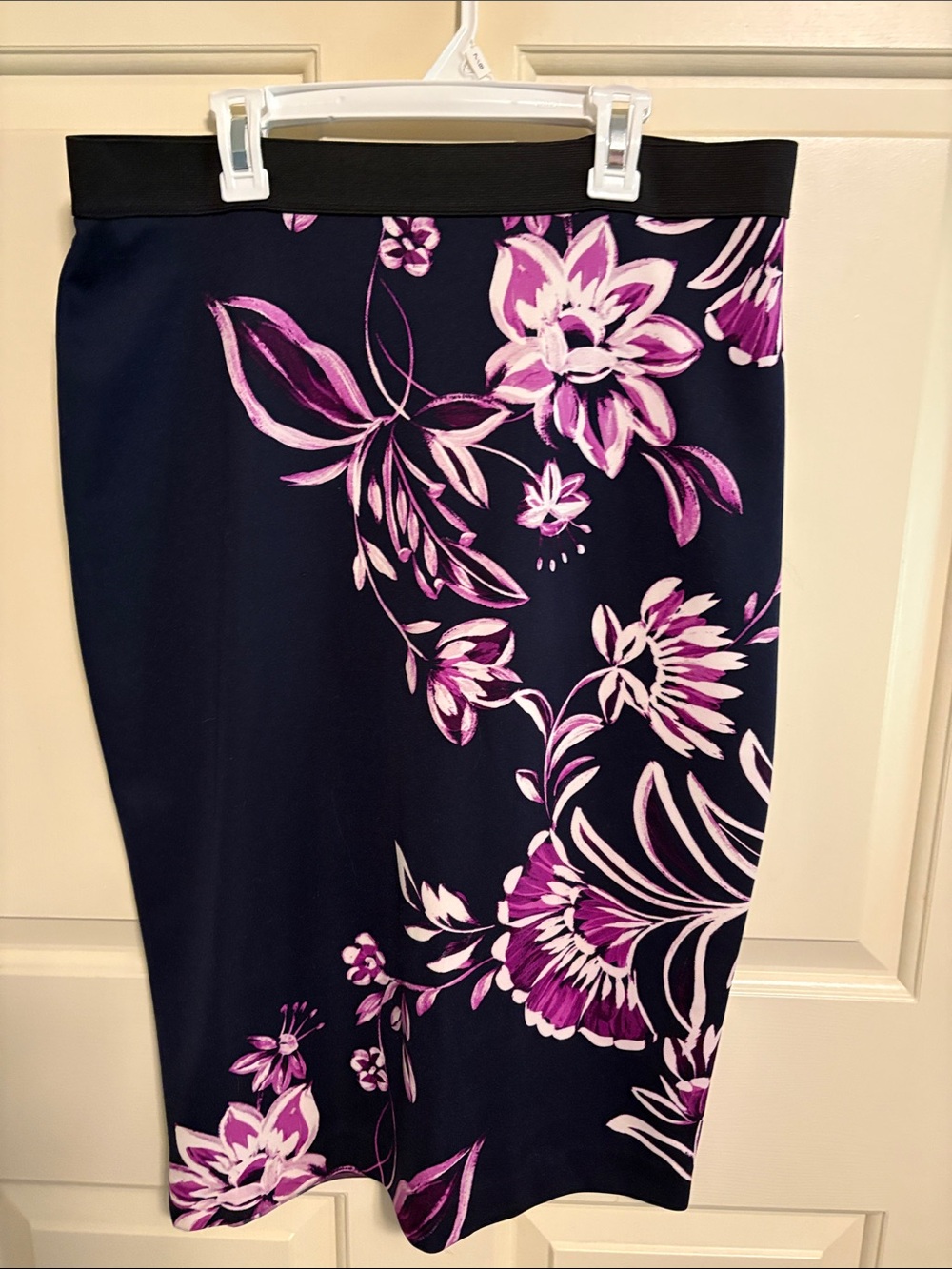 Alfani Navy Pencil Skirt with Pink Floral Print